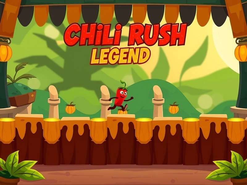Chili Rush Legend gameplay screenshot showing a chili character jumping over obstacles